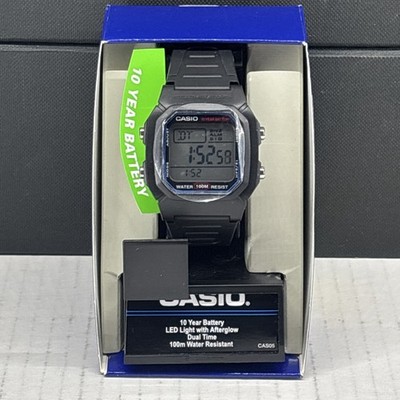 Casio Men's Watch Classic Dual Time Grey Digital Dial Black Resin Strap W800H-1A