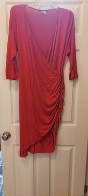 Love Chesley Orange Semi Wrap Dress Size 2X  Long Sleeve Unlined 