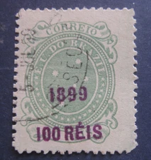 Brasilien ,Freimarke Aufdruck -100 Reis auf 50 R,gest. 1899
