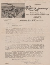 THE KREITER PIANO MANUFACTURING CO., MARINETTE & MILWAUKEE, 1914 CORRESPONDENCE