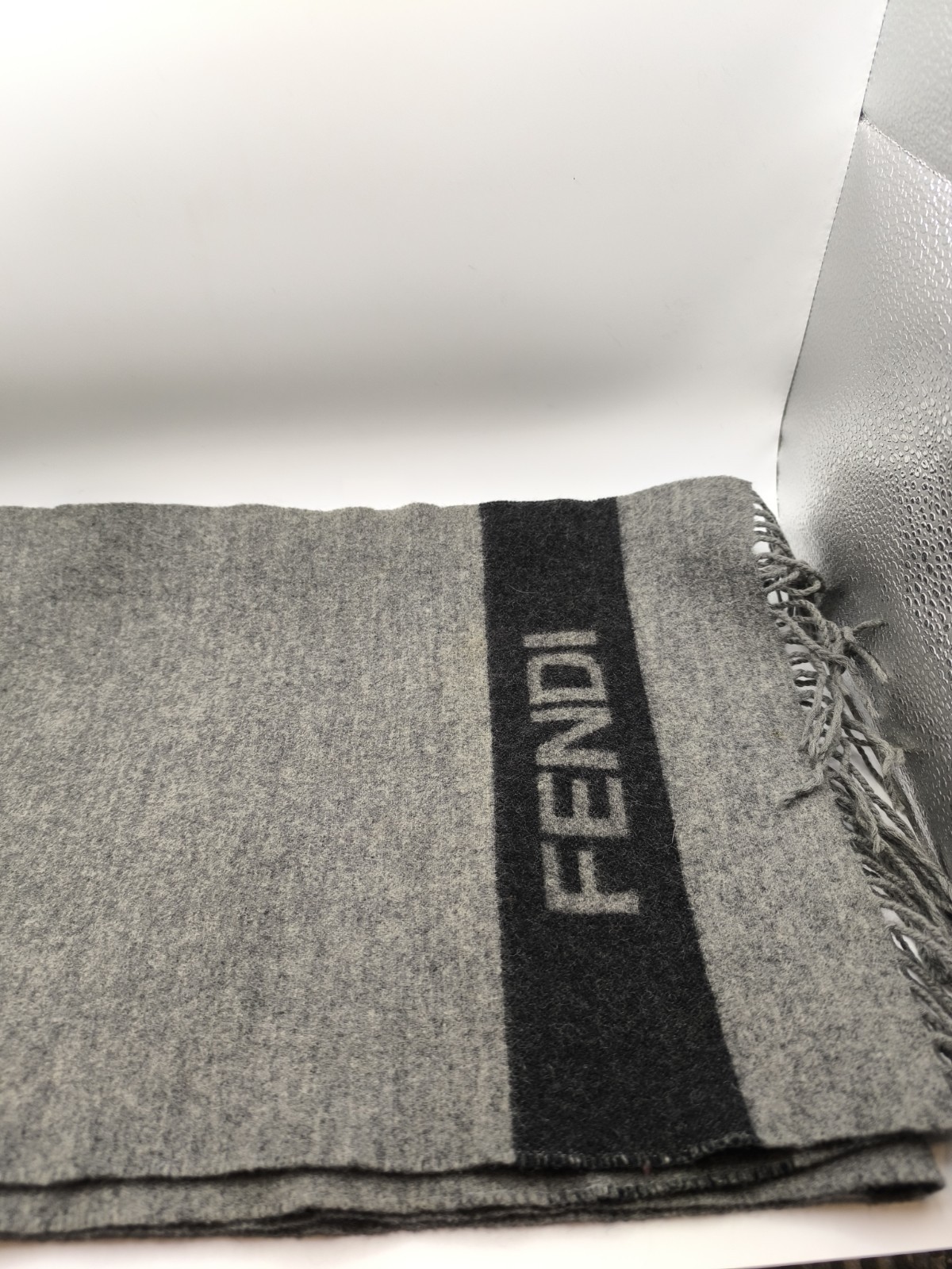 Fendi Preloved Grey Scarf In Good Condition image 10