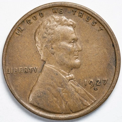 1927-D Extremely Fine (XF) Lincoln Wheat Penny Cent, Denver Mint