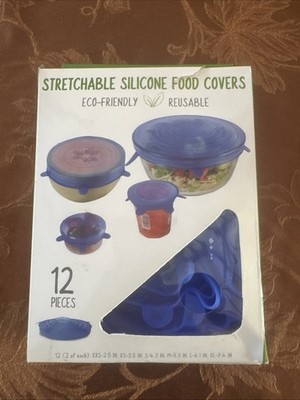 Evriholder Stretchable Silicone Food Covers Set of 12 Reusable Eco Lids/Wraps