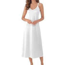 Vanity Fair M/L 38 Slip Dress White Minimalist Bridal Coquette Sleep Loungewear