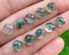 Natural Moss Agate Rose Cut Faceted Round shape Loose Gemstone Lot Jewellery.