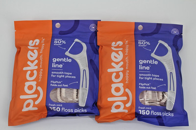 2x Plackers Gentle Line Floss Picks with FlipPick Fresh Mint 150 Pack Oral Care