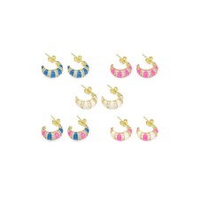 CZ Colorful Enamel Cute Huggie Earrings, Sku A166