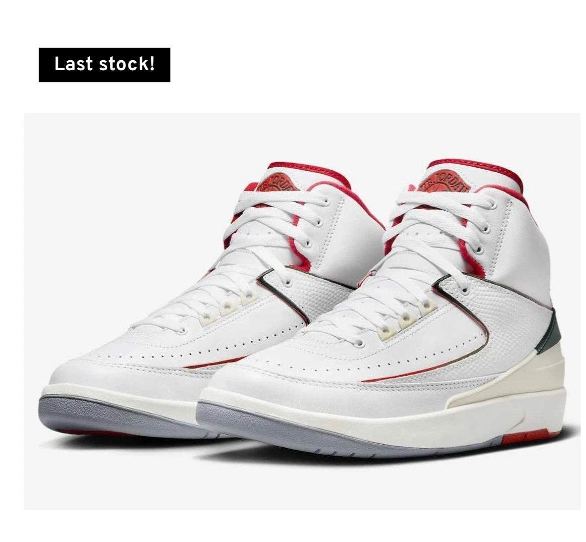 Nike Air Jordan 2 Retro Italy Bianco Rosso Fuoco Sneakers OG Taglia 11