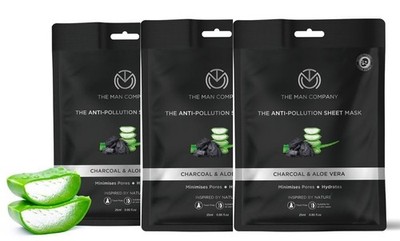 The Man Company Charcoal Face Sheet Mask - 3er Pack (25ml)
