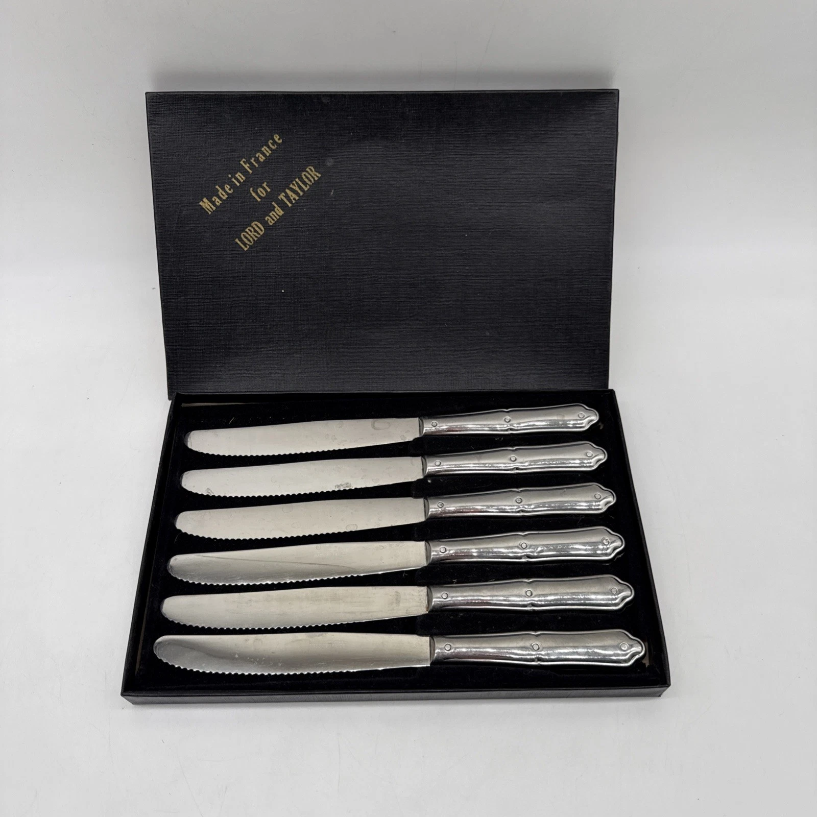 Lord & Taylor Set of 6 Serrated Butter Knives Stainless - Made in France