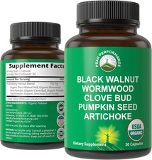 USDA Organic Wormwood Black Walnut Clove Cleanse for Humans. Elimination Detox 