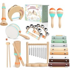 Montessori Wooden Musical Instruments Set for Toddlers Toys 1-3 Boho Xylophone