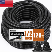 120 FT Wire Loom 1/2 Inch, Split Wire Loom Tubing Wire Conduit, Wire Protector T