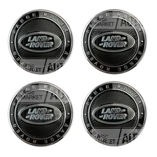 Land Range Rover Oval Black Silver Premium Wheel Center Hub Caps x4 LR173024