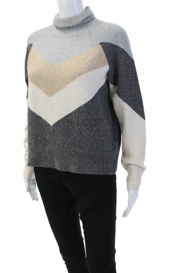 Vero Moda Women's Turtleneck Long Sleeves Colorblock Sweater Gray Size XS - Image 2 of 4