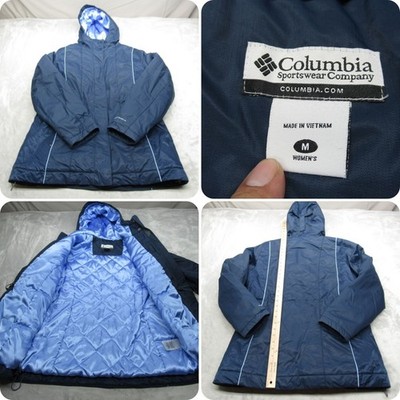 Columbia Jacket Womens Medium Blue Waterproof Quilted  Insulated Hooded Full Zip