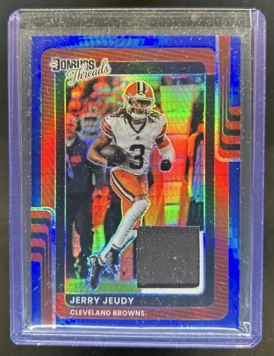 2025 Panini Donruss Optic Jerry Jeudy Threads Jersey Blue Hyper Prizm #DTBH-JJD