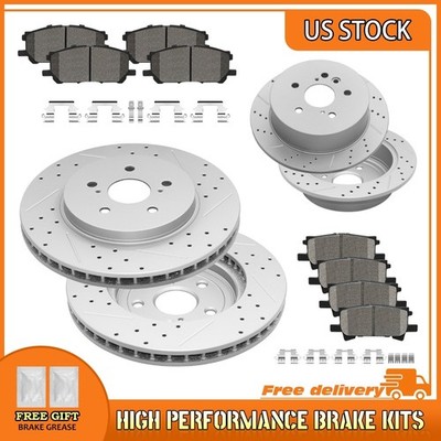Front & Rear Drilled Brake Rotor Pad For 2004-2009 Lexus RX330 Toyota Highlander
