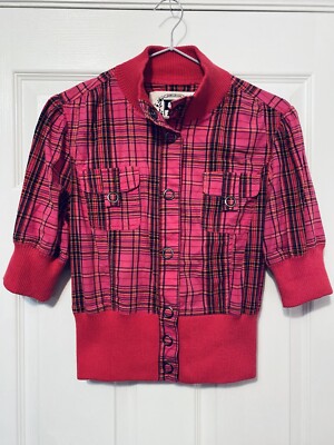 Y2K Plaid Jacket Ashley By 26 International Jrs. Medium Pink 90s Teen