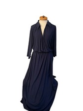 NY Collection Women’s Size 1X Navy Dress Faux Wrap 3/4 Sleeve  Jersey Self Tie