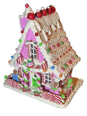 Kurt S. Adler 10'' Pink Candy LED Gingerbread House