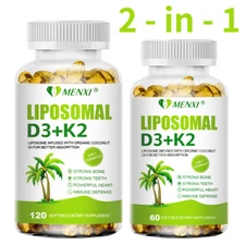 Liposomal Vitamin D3 5000 IU K2 MK7 100 mcg, Vit D and K Supplement 120 softgels
