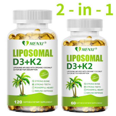 Liposomal Vitamin D3 5000 IU K2 MK7 100 mcg, Vit D and K Supplement 120 softgels