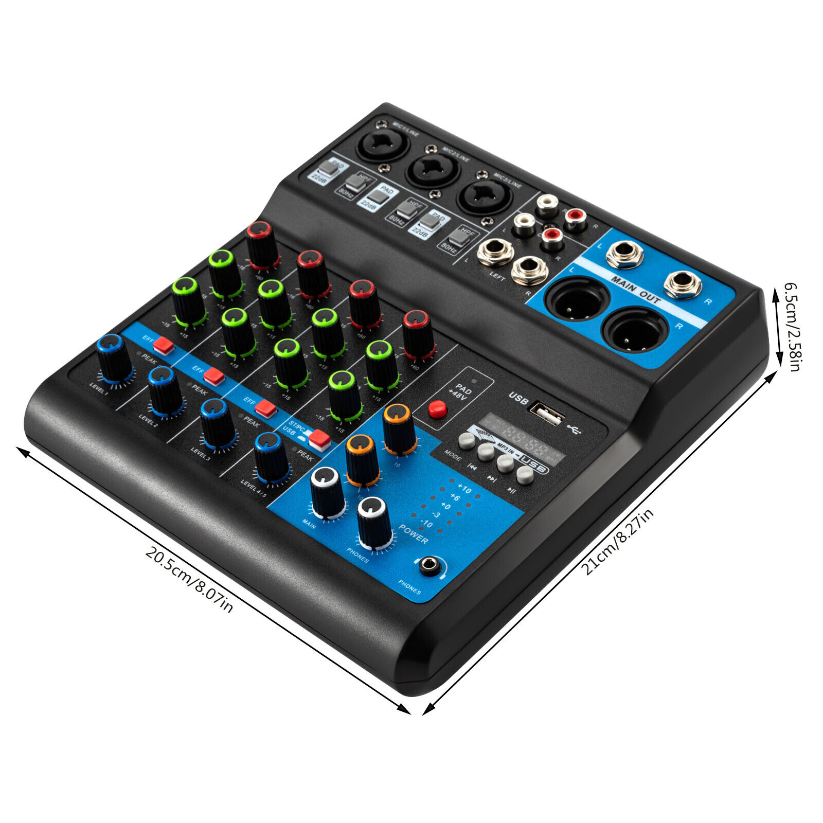 5-Kanal USB Bluetooth Connection Audio Mischpult DJ Konsole Mixer Live Studio DE