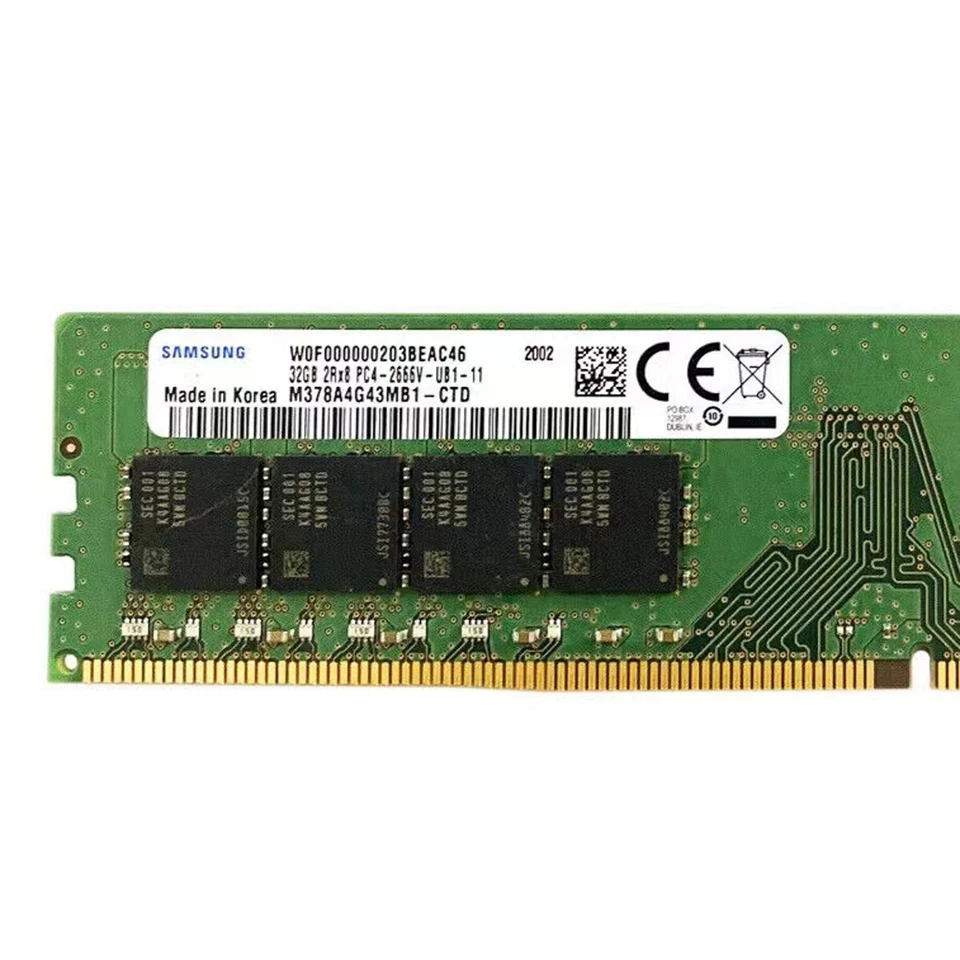Samsung 128GB (4X32GB ) DDR4 2666MHz PC4-21300 UDIMM Memory Ram M378A4G43MB1-CTD - Image 2 of 4