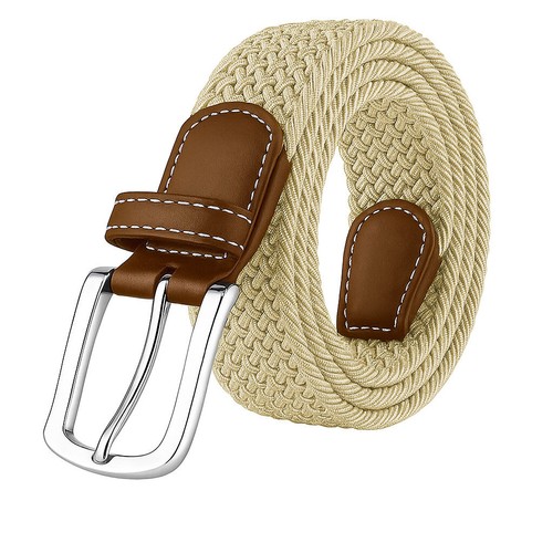 Iqoneq Mens & Womens Braided Elasticated Stretch Belt Woven Regular Smart Belt - 第 2/14 張圖片