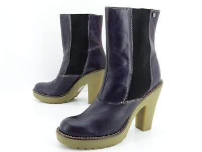 Jette Joop Chelsea Schuhe Winter Stiefel Stiefeletten Boots Gr 37 UK4 Lila Leder