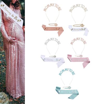 Mommy to Be Schärpe Set Stirnband Schärpe Brosche Set leicht zu tragen Strass Krone Mama