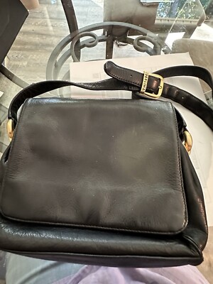 VTG PERLINA BLACK LEATHER SHOULDER/ CROSS BODY