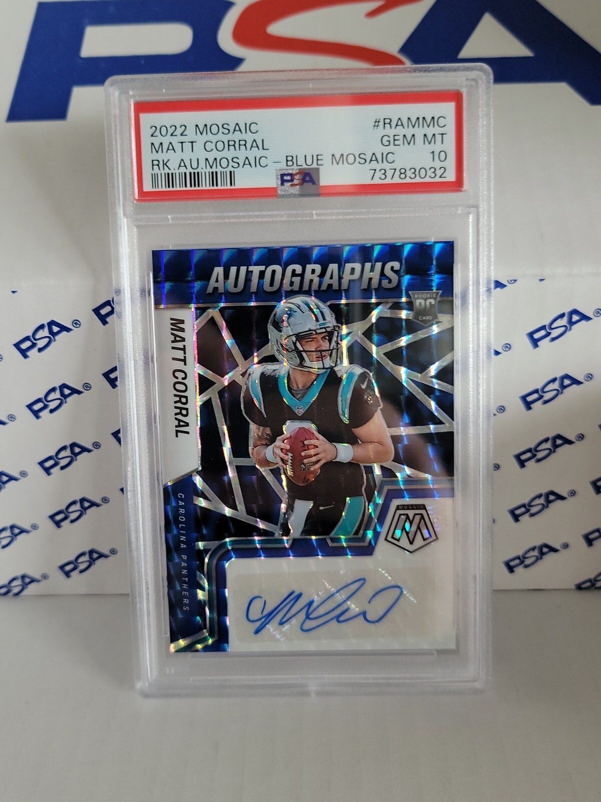 Matt Corral Panini Mosaic Rookie Autograph Mosaic #RAMMC Blue Mosaic