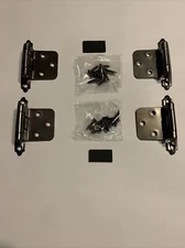 Cabinet Hinge Variable Overlay Face Mount Self-Closing Antique Silver 4 pack Lot