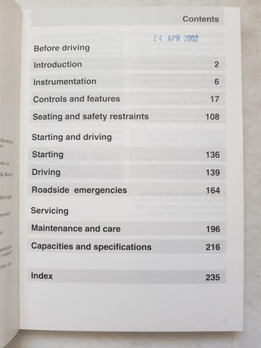 MAZDA TRIBUTE Car Owners Manual 2001 #8Q21-EE-01C - Picture 2 of 5