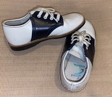 STRIDE RITE Childs Saddle Oxford Shoes Black White Vintage