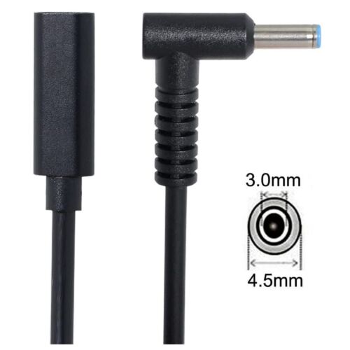 Type C USB-C Female to DC 4.5*3.0mm Power PD Charger Cable for HP Laptop 18-20V - Picture 2 of 12