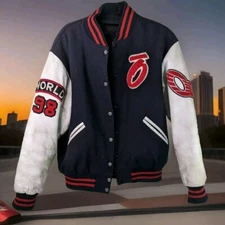 Vtg Otomix Varsity Jacket L Extreme Sports Distressed Leather Wool Nylon Unisex 