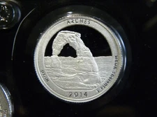 2014 S SILVER GEM PROOF ARCHES  ATB QUARTER 90% SILVER  FREE SHIP