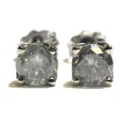 14k white gold 1.16ct I3 gray round diamond 4 prong art deco stud earrings — photo 2