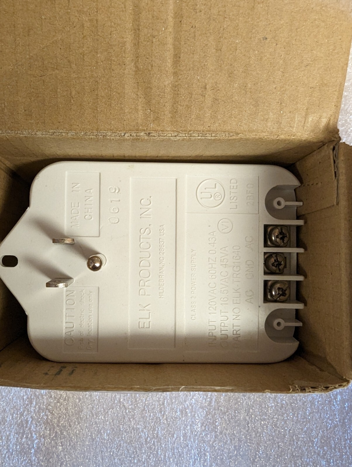 Transformateur WBOX 16.5VAC / 50VA - Classe 2 à Réinitialisation Automatique - Neuf En Boîte