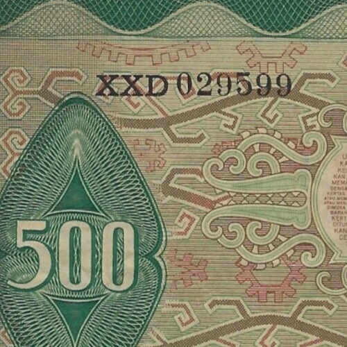 Indonesia, 500 rupie, 1952, P-47, AUNC(-) VF/+ fantasia SN 3 di un genere, + regalo! - Foto 4 di 5
