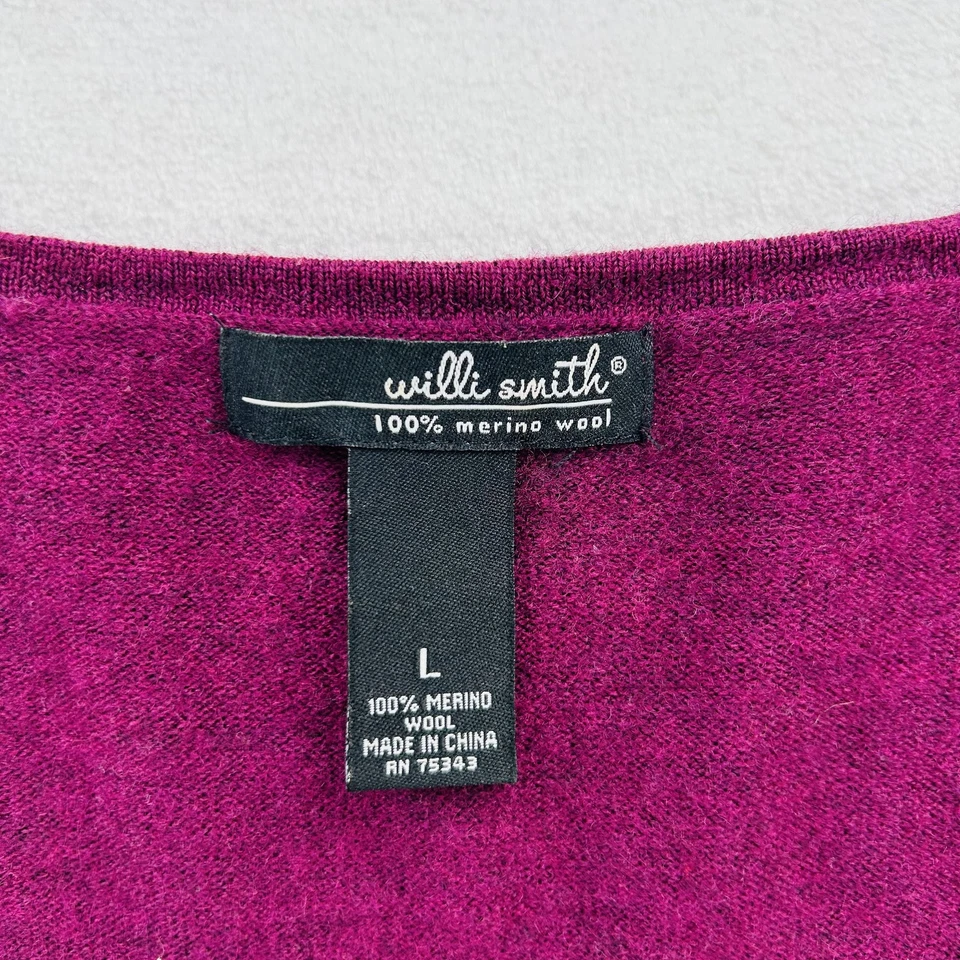Willi Smith Sweater Womens Large Purple Merino Wool Scoop Neck Pullover Top - Image 2 of 4
