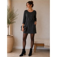 LOFT Embellished Sweater Dress – Charcoal Gray
