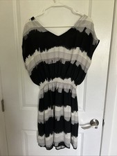 Skye Black And White Stripe Snitched Wait Dress Size Small