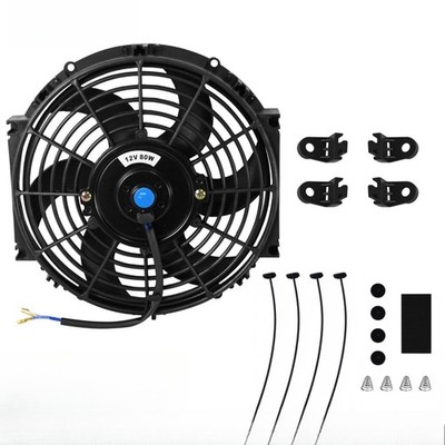 Universal 10'' Inch Slim Fan Push Pull Electric Radiator Cooling 12V Mount Kit BK