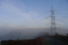 Photo A3 Pylon in the mist Fishpond Bottom The cables on the left dip do c2017