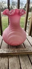 Vintage Fenton  Pink Satin Glass  Drapery Ruffled Vase - 8" Tall