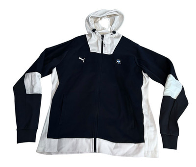 Genuine Puma BMW Motorsport Men's Hooded Sweat Jacket Navy White Large Zipper
